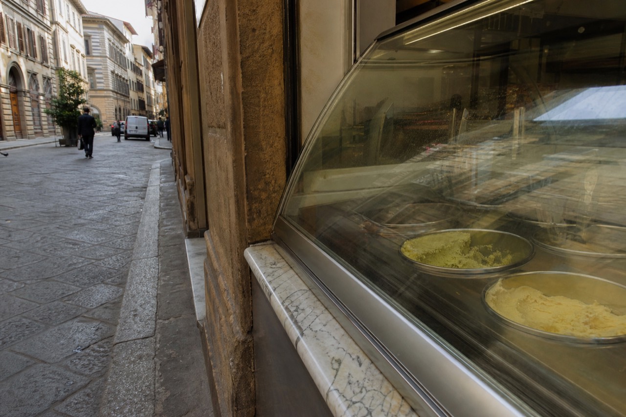 Gelato display in Florence, no text, no logos, no people
