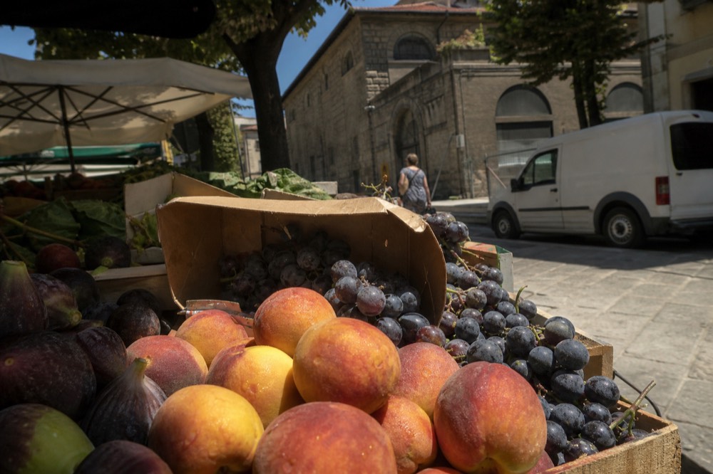 Close-up of fresh produce at a Florence market stall, no text, no logos, no people